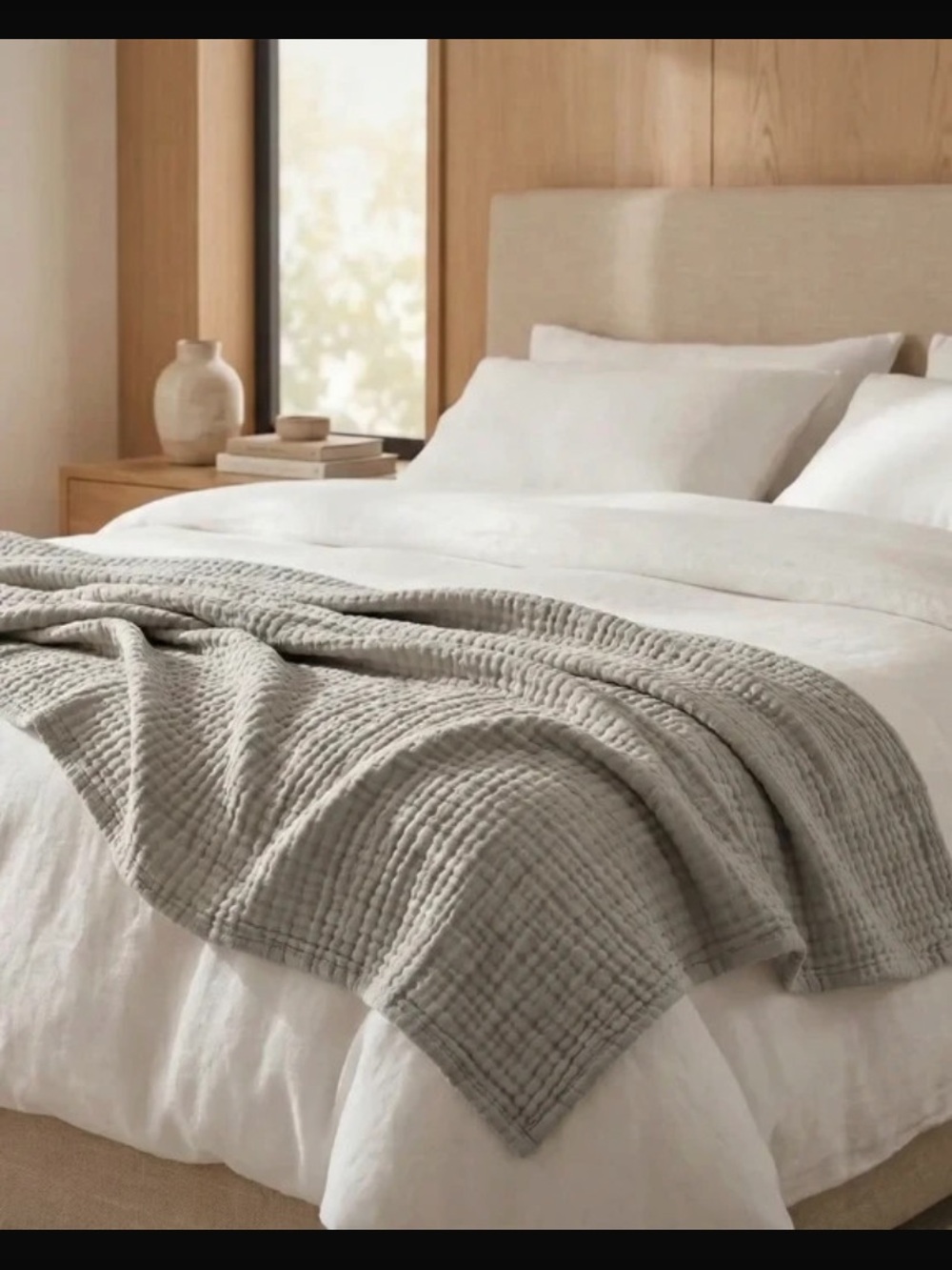 Muslin Cotton Blanket Queen Gray